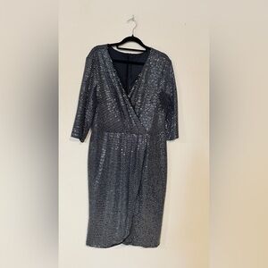 Vintage black Sequin Wrap Dress